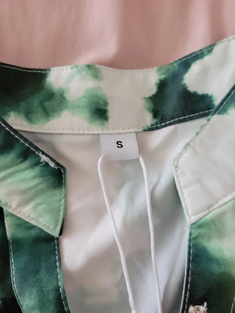 NWT Green/White Tie-Dye Floral Long Sleeve Boho Maxi Dress (SIZE S) - Picture 5 of 15